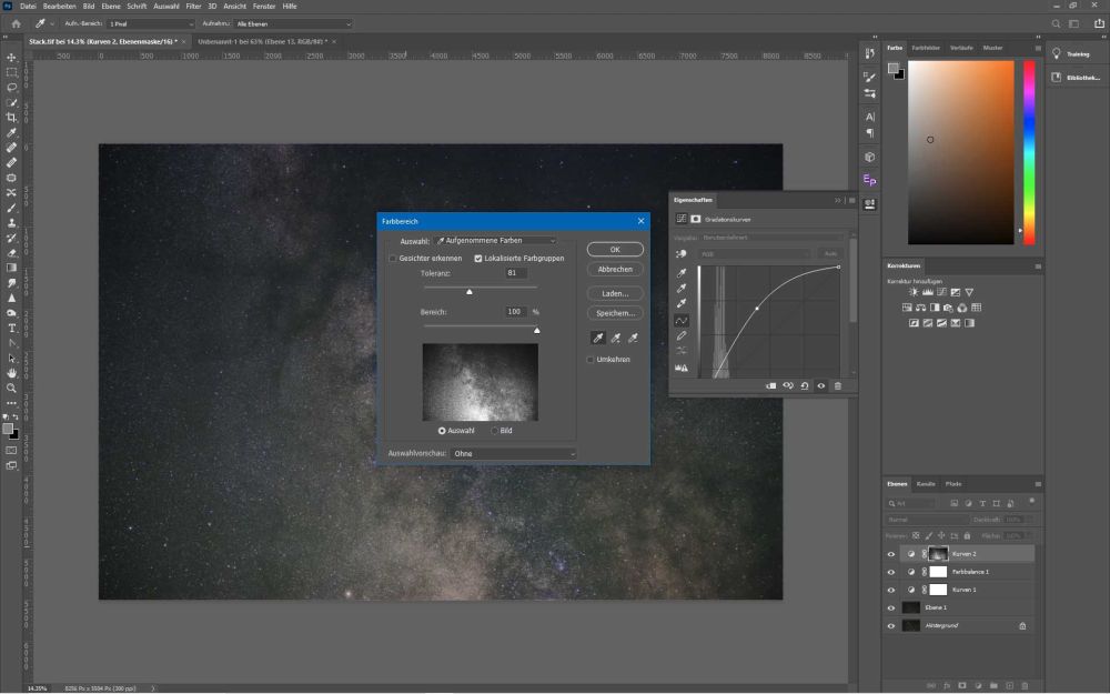 How to edit images of the stars in Photoshop.