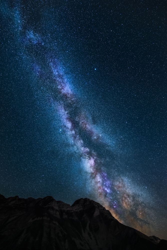 Sternenhimmel über den Schweizer Alpen.