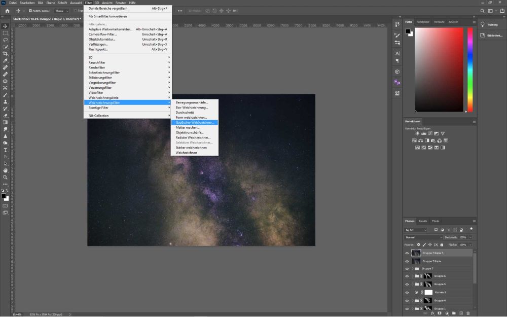 How to edit images of the stars in Photoshop.