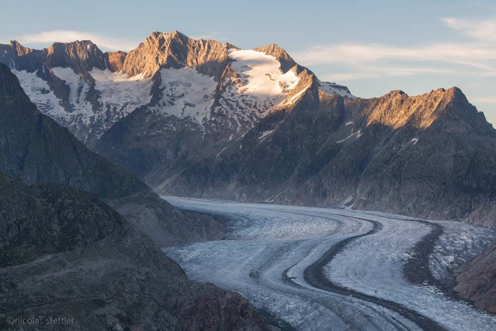 The Aletsch Glacier during sunset