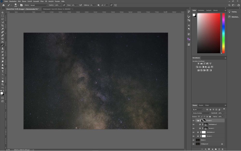 How to edit images of the stars in Photoshop.