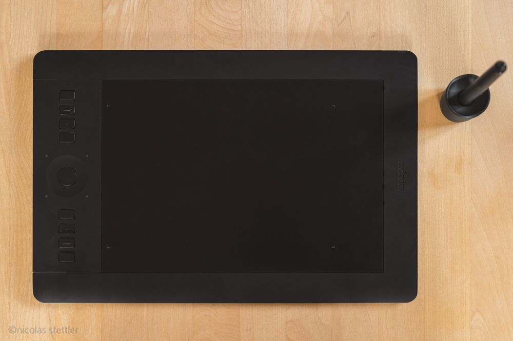 The Wacom Intuos M from a top view perspective.